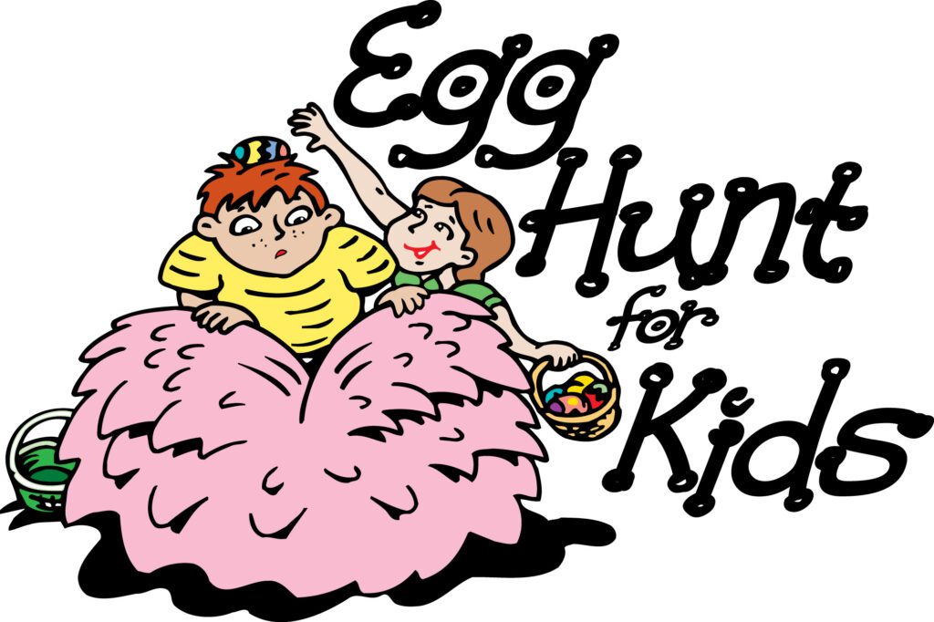 A poster on egg hunt for kids on palm sunday