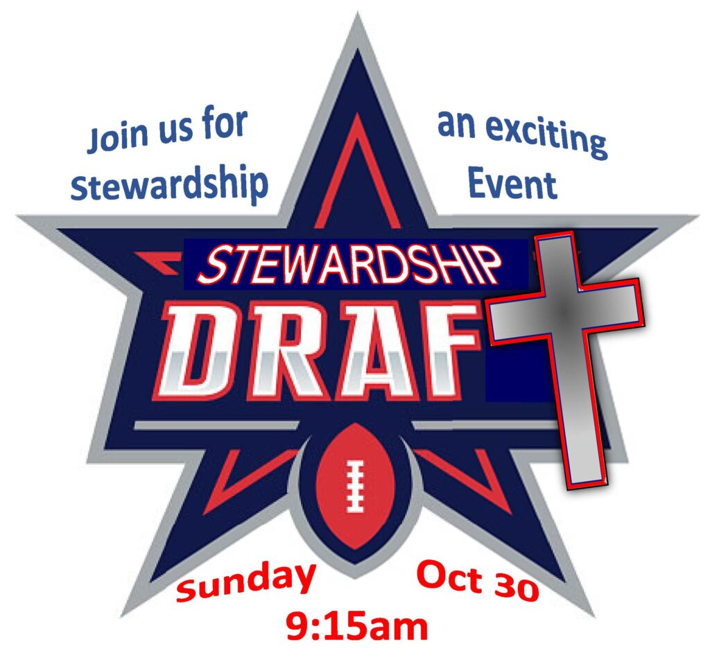 A poster on stewardship Draft - an exciting event on sunday