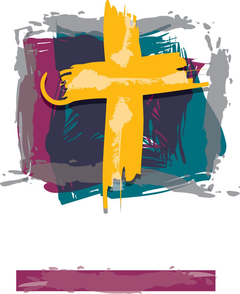 A digital illustration of a cross sign