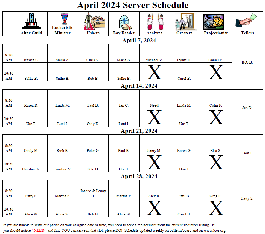 Server Schedule