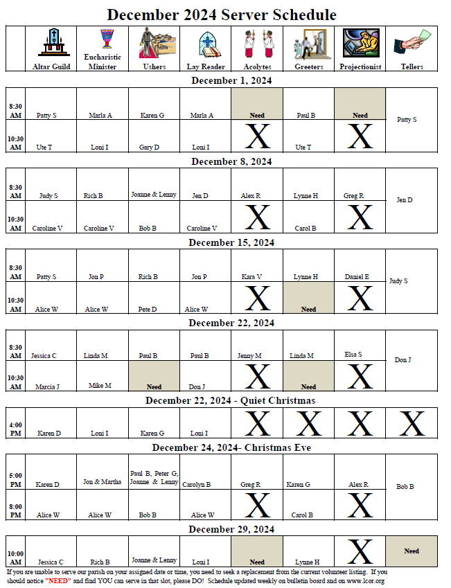 Dec Serv Sched Web